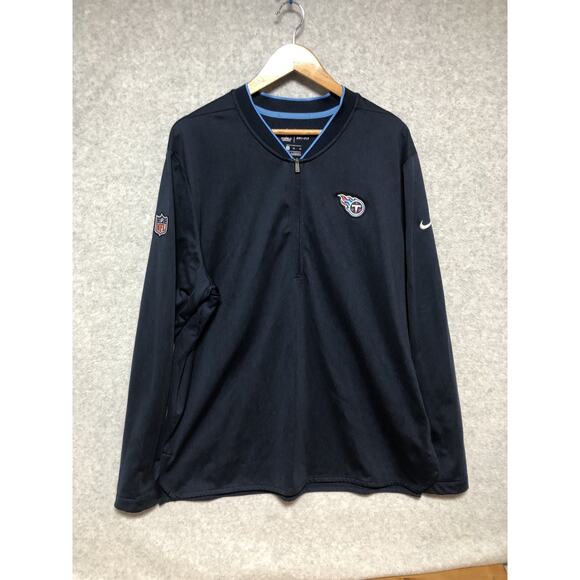 Tennessee Titans Nike Windbreaker Mens XL Blue NFL On Field 1/4 Zip Jacket - Picture 1 of 10